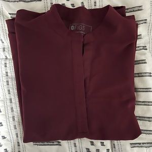 Figs burgundy Rafaela scrub top